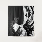 Geweldige golven van Kanagawa Black en White Wandkleed (Voorkant)