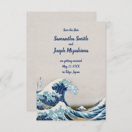 Geweldige golven van Kanagawa sparen de datum Kaart (Voorkant / Achterkant)