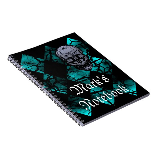 Geweldige Gothic Skull en Diamond Pattern-laptop Notitieboek (Rechterzijde)