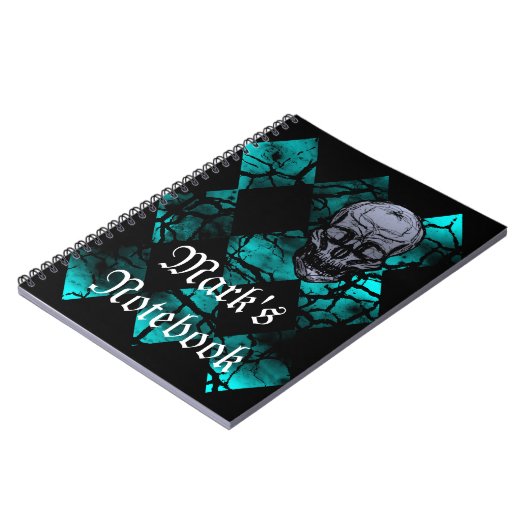 Geweldige Gothic Skull en Diamond Pattern-laptop Notitieboek (Linkerzijde)