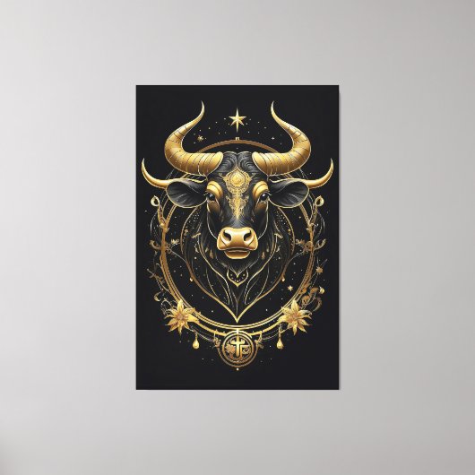 Geweldige gouden taurus zodiac symbool canvas afdruk (Voorkant)
