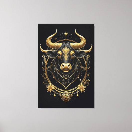 Geweldige gouden taurus zodiac symbool canvas afdruk (Voorkant)