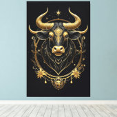 Geweldige gouden taurus zodiac symbool canvas afdruk (Insitu (Houten vloer))