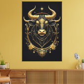 Geweldige gouden taurus zodiac symbool canvas afdruk (Insitu (Woonkamer))