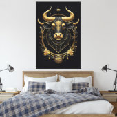 Geweldige gouden taurus zodiac symbool canvas afdruk (Insitu (Slaapkamer))