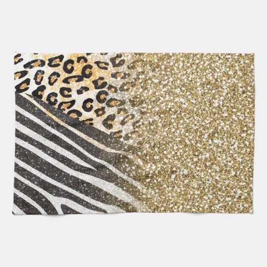 Geweldige goudluipaard en zebra-druk theedoek (Horizontaal)