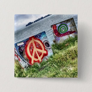 Geweldige graffiti-kunst in Berkeley California Vierkante Button 5,1 Cm