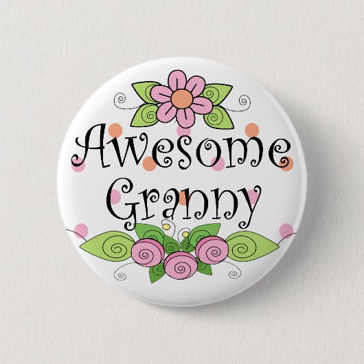 Geweldige Granny T-Shirt Ronde Button 5,7 Cm (Voorkant)
