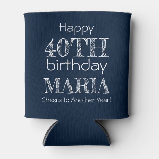 Geweldige Grappig Gelukkig 40e Verjaardag Navy Blu Blikjeskoeler (Voorkant)