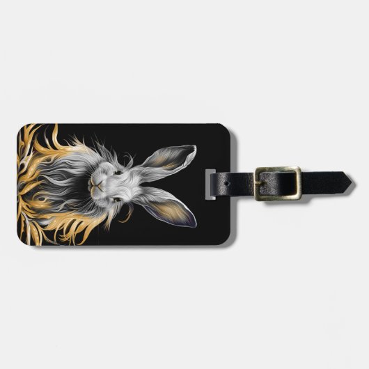 Geweldige grijs konijn in brand bagagelabel (Voorkant horizontaal)