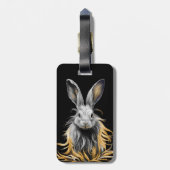 Geweldige grijs konijn in brand bagagelabel (Achterkant verticaal)