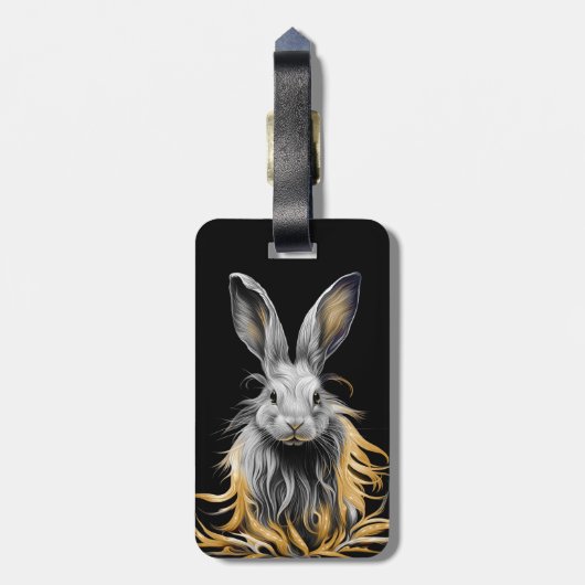 Geweldige grijs konijn in brand bagagelabel (Achterkant verticaal)