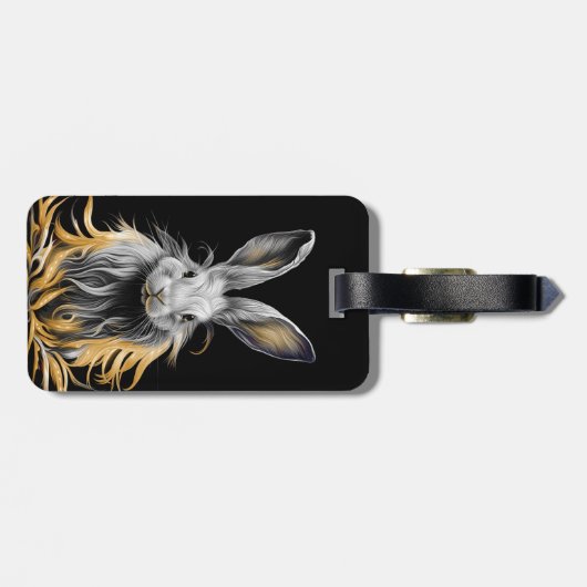 Geweldige grijs konijn in brand bagagelabel (Achterkant horizontaal)