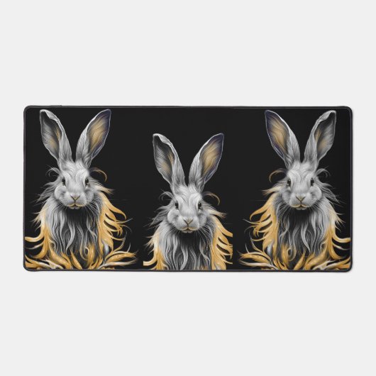 Geweldige grijs konijn in brand bureaumat (Voorkant)