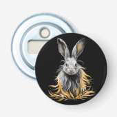 Geweldige grijs konijn in brand button flesopener (Voorkant)