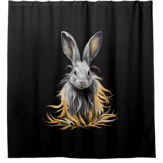 Geweldige grijs konijn in brand douchegordijn (Voorkant)