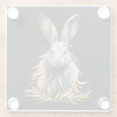 Geweldige grijs konijn in brand glazen onderzetter (Achterkant)