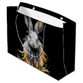 Geweldige grijs konijn in brand groot cadeauzakje (Achterkant Gekanteld)