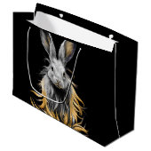 Geweldige grijs konijn in brand groot cadeauzakje (Voorkant Gekanteld)