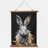 Geweldige grijs konijn in brand hangend wandkleed (Voorkant)