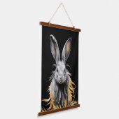 Geweldige grijs konijn in brand hangend wandkleed (Gebogen)