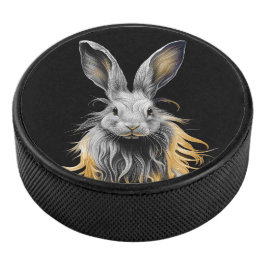 Geweldige grijs konijn in brand hockey puck