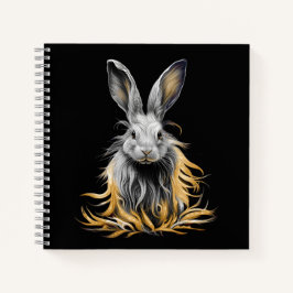 Geweldige grijs konijn in brand notitieboek