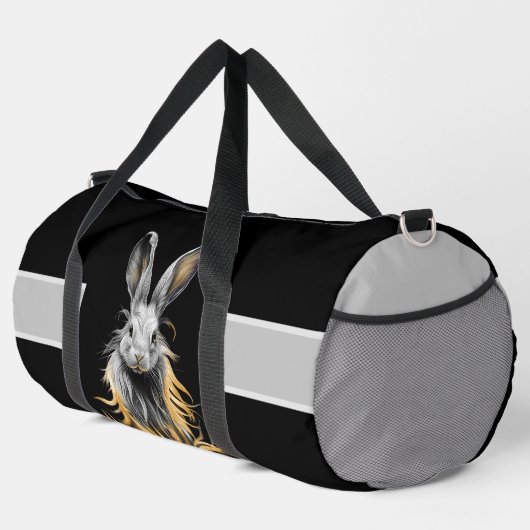 Geweldige grijs konijn in brand plunjezak (Rechterhoek)