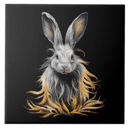 Geweldige grijs konijn in brand tegeltje