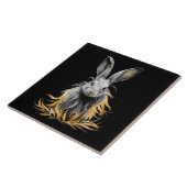 Geweldige grijs konijn in brand tegeltje (Zijkant)