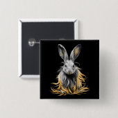 Geweldige grijs konijn in brand vierkante button 5,1 cm (Voorkant /achterkant)