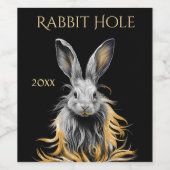 Geweldige grijs konijn in brand wijn etiket (Enkel label)