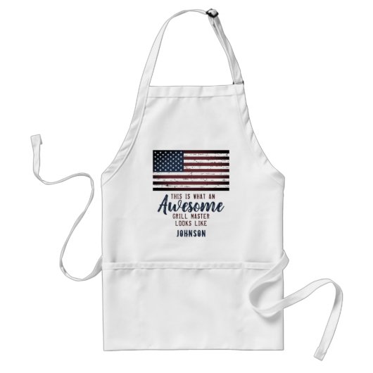Geweldige Grill Master Patriotic American Flag Standaard Schort (Voorkant)