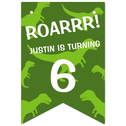 Geweldige groene dinosaurus thema Verjaardagsfeest Vlaggetjes (Tweede vlag)