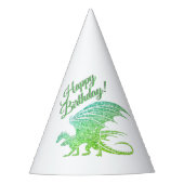 Geweldige Groene Mozaïek Draak Verjaardag Feesthoedjes (Voorkant)