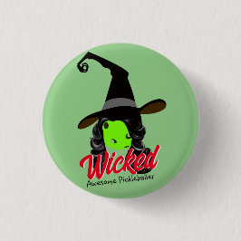 Geweldige-groene Pickleball Witch Halloween Ronde Button 3,2 Cm