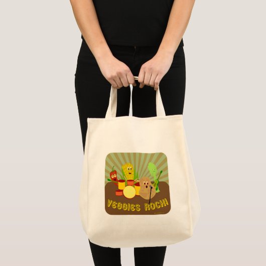 Geweldige Groenten Rock Cartoon Fun Salad Tote Bag (Voorkant (product))