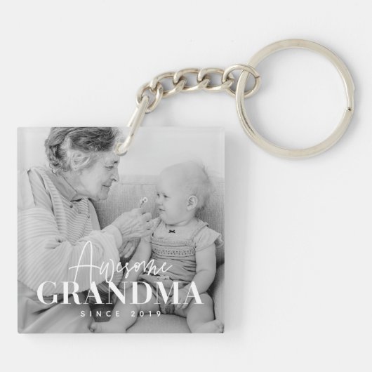 Geweldige grootmoeder sinds 20XX eenvoudige legant Sleutelhanger (Achterkant)