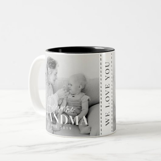 Geweldige grootmoeder sinds 20XX eenvoudige legant Tweekleurige Koffiemok (Voorkant links)