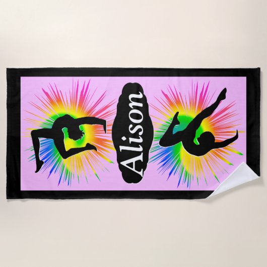 GEWELDIGE GYMNAST MEISJE GEPERSONALISEERDE STRANDH STRANDLAKEN (Voorkant)