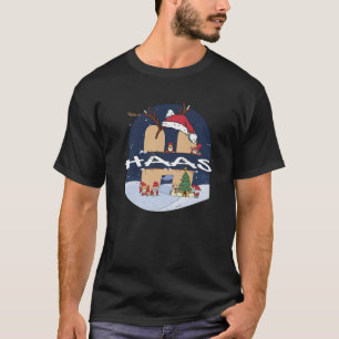 Geweldige Haas Naam w Santa Hoed in Xmas Thema Chr T-shirt