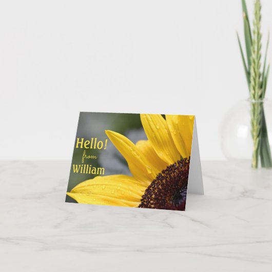 Geweldige Hallo Close-Up Grote Zonnebloem w / Dew  Kaart (Voorkant)