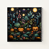 Geweldige Halloween patroon met Oranje pompoenen Notitieboek (Achterkant)