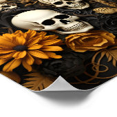 Geweldige Halloween patroonbloemen en witte schede Poster (Hoek)