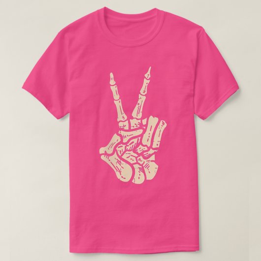 Geweldige Halloween Skeleton Hand Peace Sign Funny T-shirt (Design voorkant)