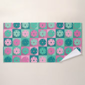 Geweldige handdoek voor pekbalbad: roze en munt (Badhanddoek)