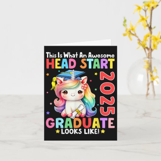 Geweldige Head Start 2025 Afstuderen als Unicorn A Kaart (Gele Bloem)