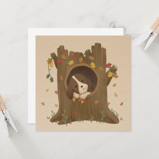 Geweldige herfst: Beagle Kaart (Voorkant / Achterkant in situ)