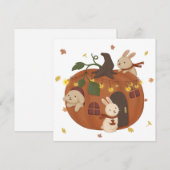 Geweldige Herfst: Konijn & Pompoen Feestdagenkaart (Voorkant / Achterkant)