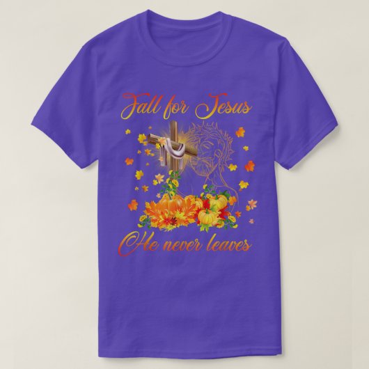 Geweldige Herfst voor Jezus Hij laat nooit een her T-shirt (Design voorkant)